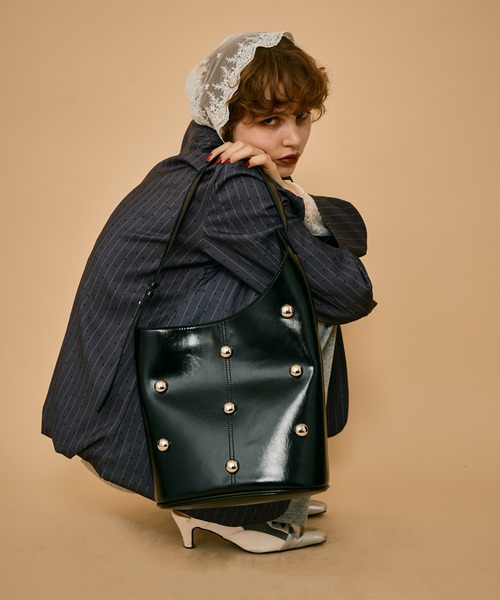 SNAKED LOWS STUDS TOTE BAG スタッズトートバッグ uyu. トートバッグ Studs Design Tote Bag /スタッズデザイントート