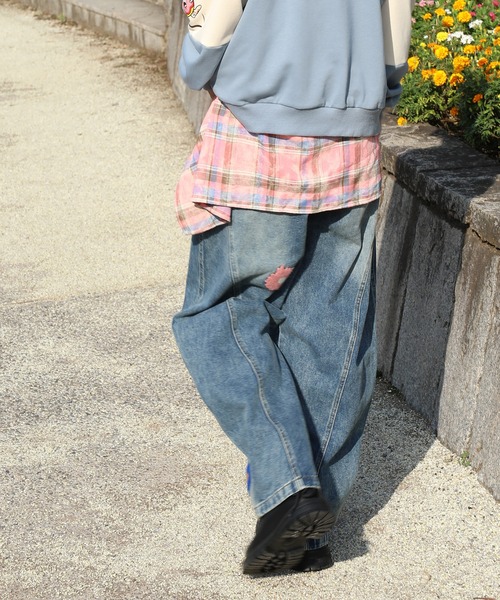 ジーンズ コクーン フラワーモチーフ デニムパンツ メンズ レディース