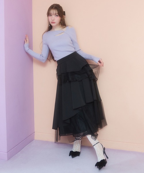 REDYAZEL（レディアゼル） スカート シアーMIXティアードスカート