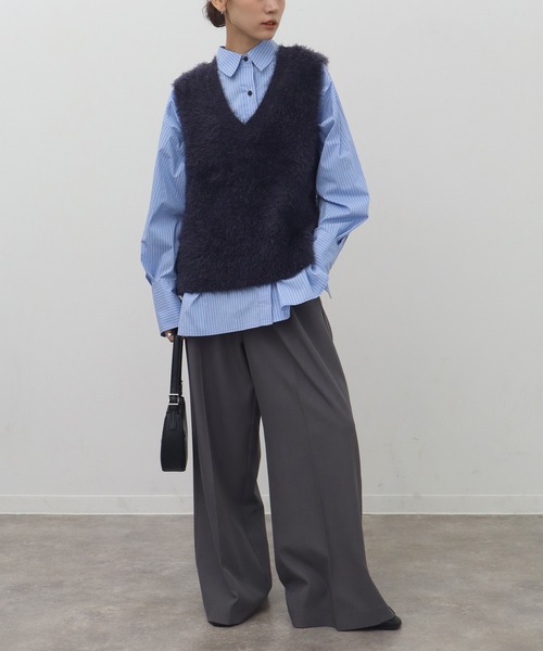 NOGLE ベスト ジレ 「NOGLE/ノグル」2wayシャギーVネックニットベスト