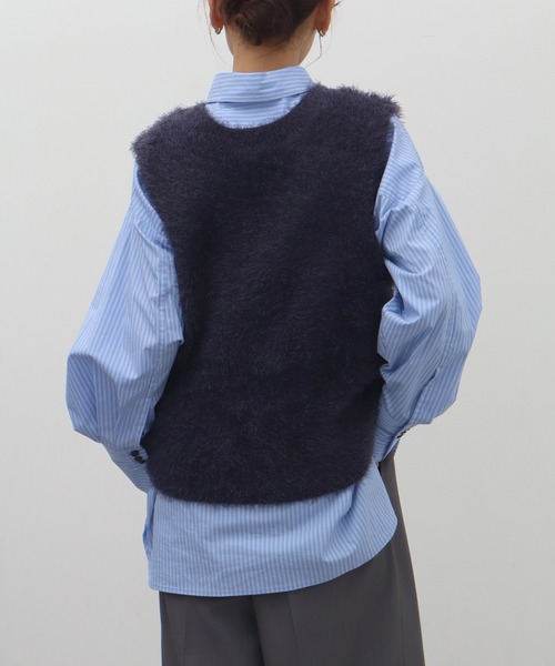 NOGLE ベスト ジレ 「NOGLE/ノグル」2wayシャギーVネックニットベスト
