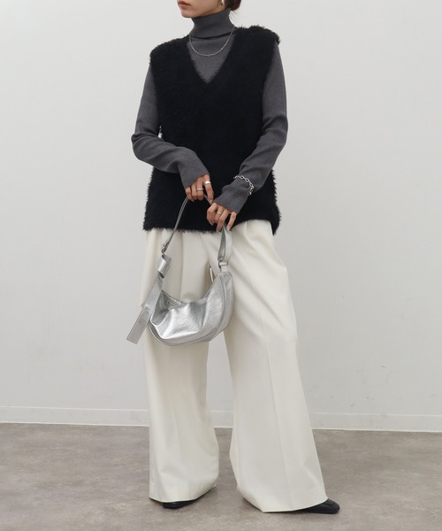 NOGLE ベスト ジレ 「NOGLE/ノグル」2wayシャギーVネックニットベスト