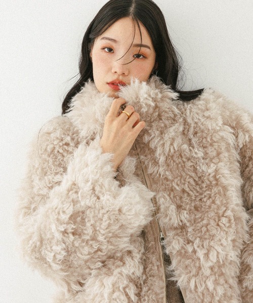 Heather（ヘザー） ブルゾン アウター ボリュームファーZIPブルゾン