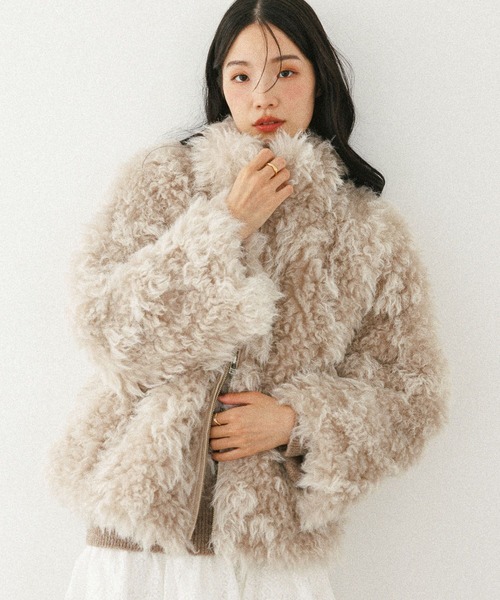 Heather（ヘザー） ブルゾン アウター ボリュームファーZIPブルゾン