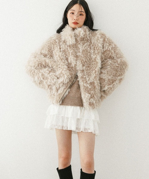 Heather（ヘザー） ブルゾン アウター ボリュームファーZIPブルゾン