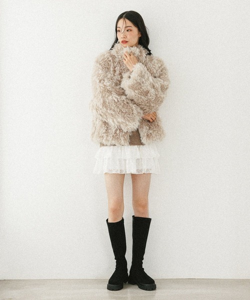 Heather（ヘザー） ブルゾン アウター ボリュームファーZIPブルゾン