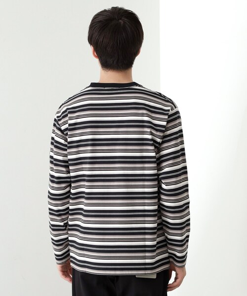 THE SHOP TK tシャツ ランダムボーダー長袖タフTシャツ 「洗濯機OK