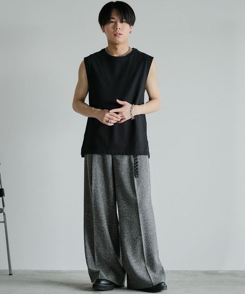「WYM LIDNM」 ノースリーブトップス M ブラック メンズ_画像2
