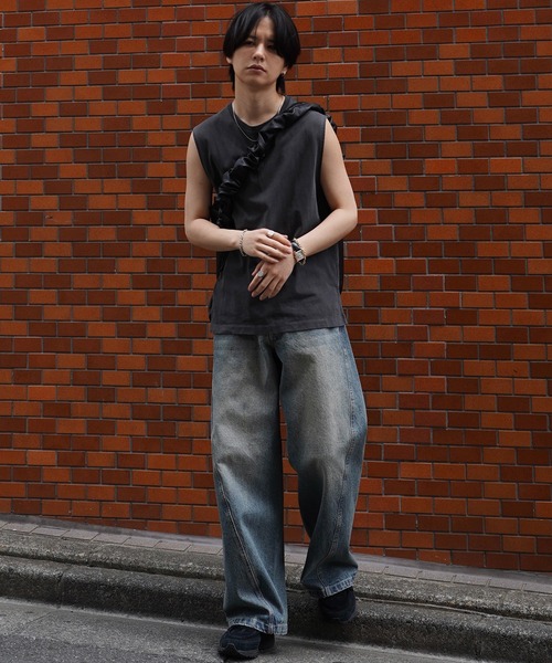 「WYM LIDNM」 ノースリーブトップス M ブラック メンズ_画像7