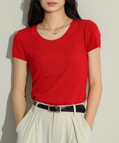 「NEUNA」 半袖ニット FREE アイボリー レディース_画像2