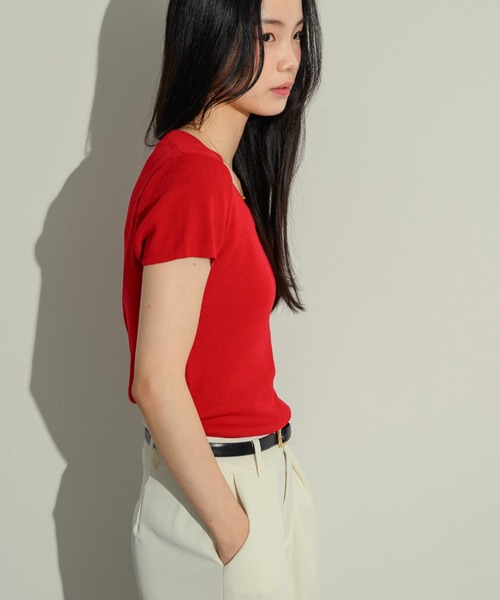 「NEUNA」 半袖ニット FREE アイボリー レディース_画像5