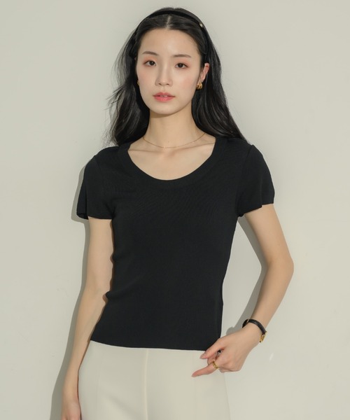 「NEUNA」 半袖ニット FREE アイボリー レディース_画像9