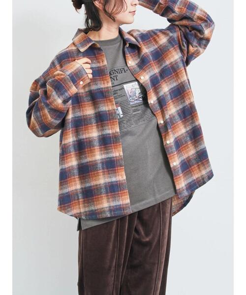 サキュレント　WTAPS起毛チェックシャツ　グレージュ2 WTAPS起毛チェックシャツ グレージュ2 WTAPS チェック シャツ | ブルー