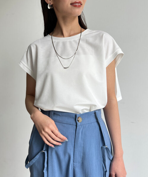 「Chez toi」 半袖カットソー FREE ネイビー レディース_画像5