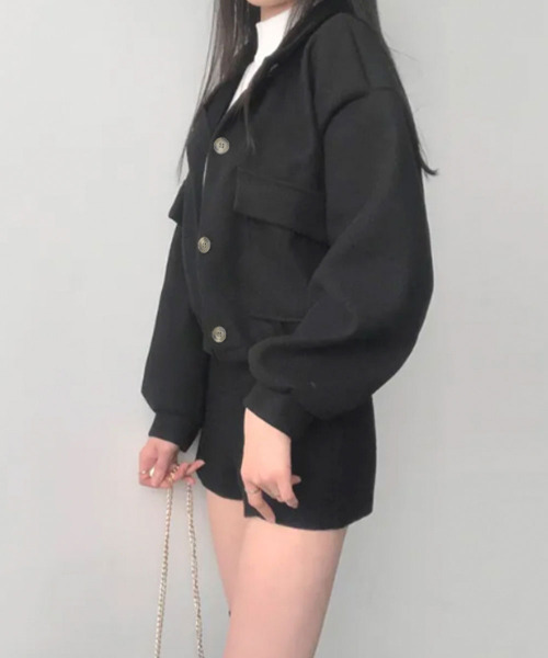 コート チェスターコート パフスリーブ ショート丈 アウター