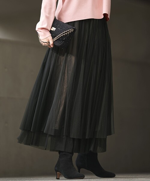 値下げ中　ブラック チュールレイヤード チュールスカート スカート レイヤード チュール : ZOZOTOWN Yahoo!店 - 通販 - Yahoo