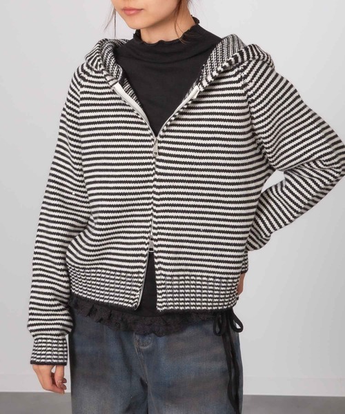 HALEY PESCA パーカー HALEY PESCA/カラフルボーダー ダブルジップ