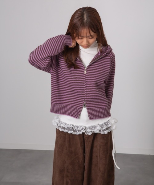 HALEY PESCA パーカー HALEY PESCA/カラフルボーダー ダブルジップ