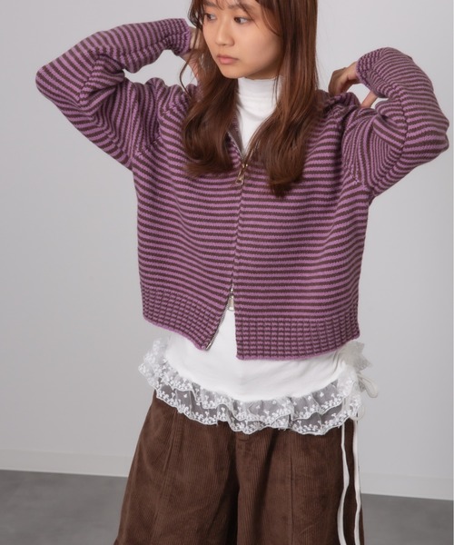 HALEY PESCA パーカー HALEY PESCA/カラフルボーダー ダブルジップ