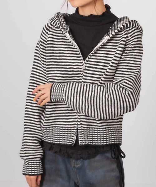 HALEY PESCA パーカー HALEY PESCA/カラフルボーダー ダブルジップ