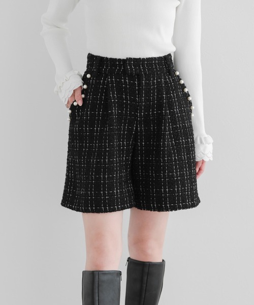 Fit more（フィットモア） パンツ ツイードパールポケットショート