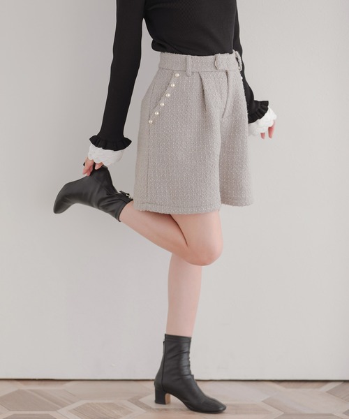 Fit more（フィットモア） パンツ ツイードパールポケットショート