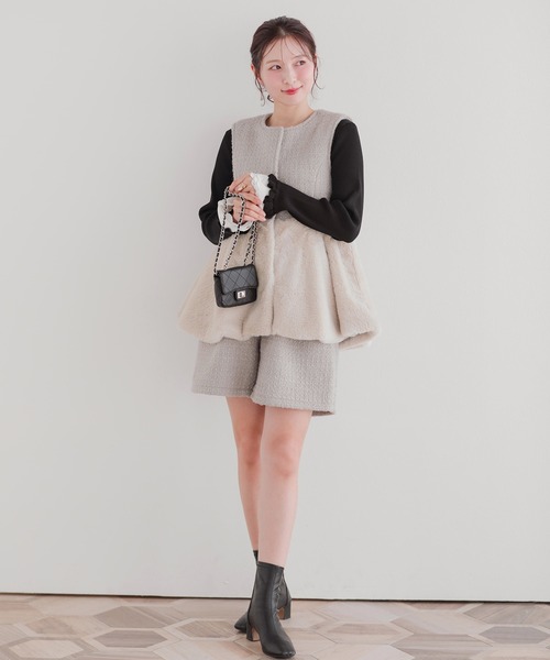 Fit more（フィットモア） パンツ ツイードパールポケットショート