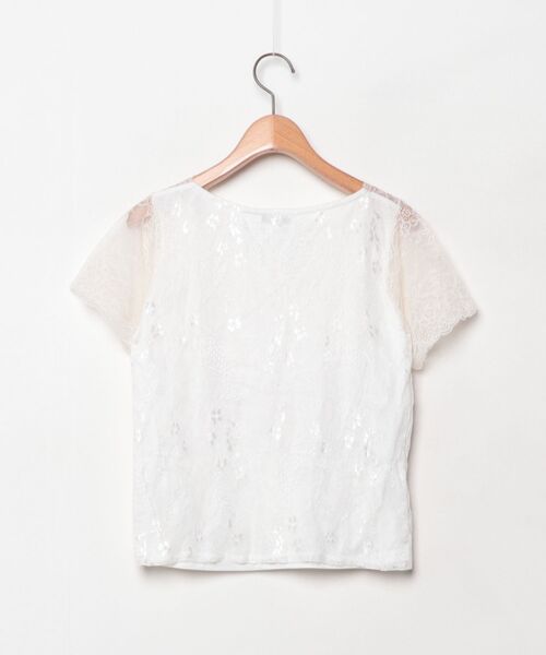 「OLIVE des OLIVE」 レース半袖カットソー M ホワイト レディース_画像2