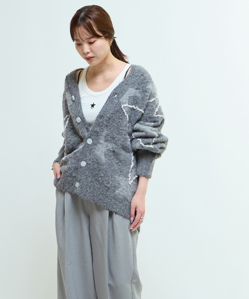 「CONVERSE TOKYO」 ニットカーディガン MEDIUM グレー レディース_画像2