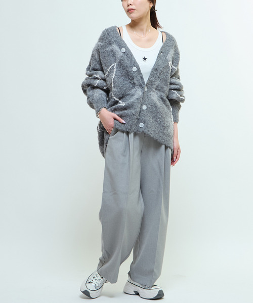 「CONVERSE TOKYO」 ニットカーディガン MEDIUM グレー レディース_画像3