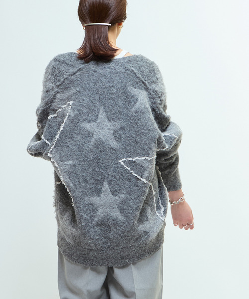 「CONVERSE TOKYO」 ニットカーディガン MEDIUM グレー レディース_画像4