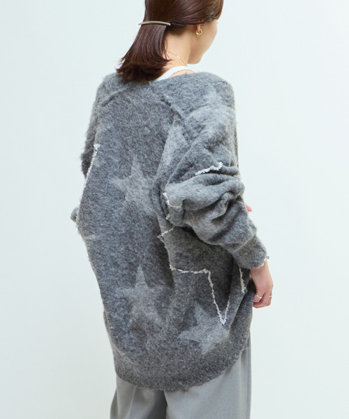 「CONVERSE TOKYO」 ニットカーディガン MEDIUM グレー レディース_画像5