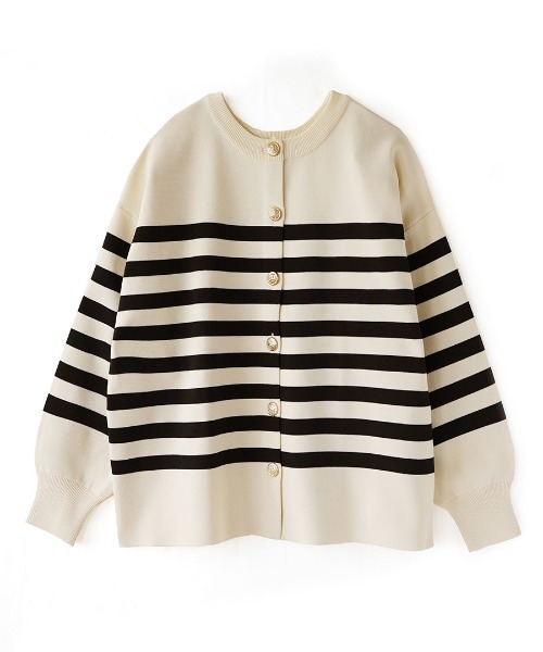 「e-zakkamania stores」 「Maison de L'allure」ニットカーディガン フリー ホワイト×ブラック レディース_画像5