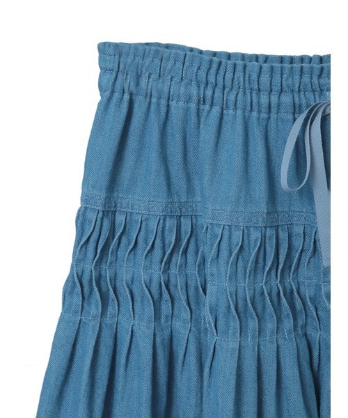 2023年 ピンクハウス ピコレース フリル ソフトデニム スカート PINK HOUSE（ピンクハウス） デニムスカート ムラ糸デニムスカート
