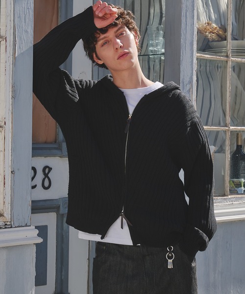 Regen Glanz パーカー rib knit double zip hoodie / リブニットダブル Regen Glanz パーカー rib knit double zip hoodie / リブニットダブル