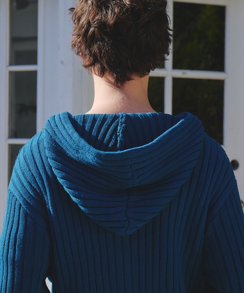 Regen Glanz パーカー rib knit double zip hoodie / リブニットダブル