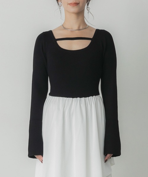 「Elishe」 ドッキングワンピース 0 ブラック レディース_画像2