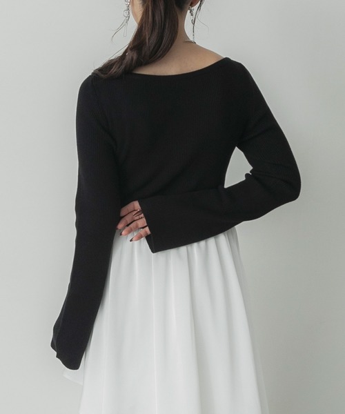 「Elishe」 ドッキングワンピース 0 ブラック レディース_画像4