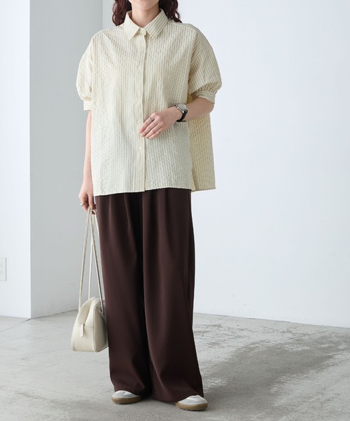 C. Brumes vintage シーブリュームス 半袖 シャツ ポリシャツ BONLECILL（ボンルシール） ブラウス シャツ サッカーストライプ