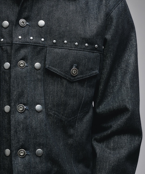 ANDER HUNK」 デニムジャケット SMALL ブラック メンズ Studs Design 