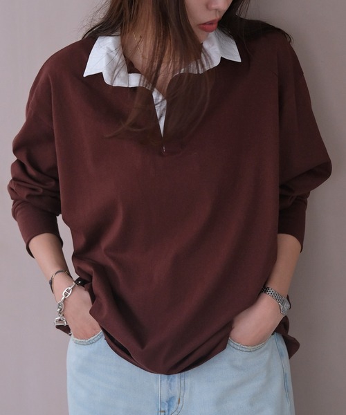 A……K Deuxieme Classe AMERICANA ラガーシャツ AKTE（アクテ） ブラウス シャツ コットンラガーシャツ レディース