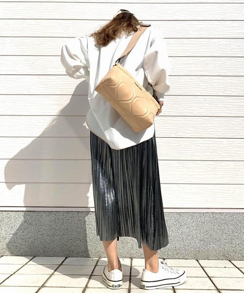 「Q」 プリーツスカート MEDIUM ゴールド レディース_画像4