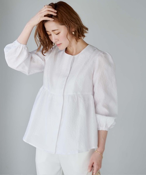 「ur's」 長袖ブラウス M ネイビー レディース_画像2