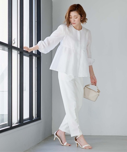 「ur's」 長袖ブラウス M ネイビー レディース_画像4