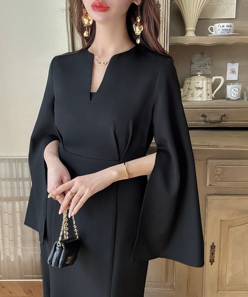 「Meiru」 長袖ワンピース SMALL ネイビー レディース_画像2