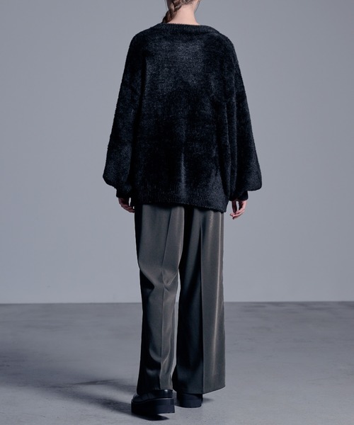 「Loose/ルース」 長袖ニット L ワインレッド メンズ_画像6