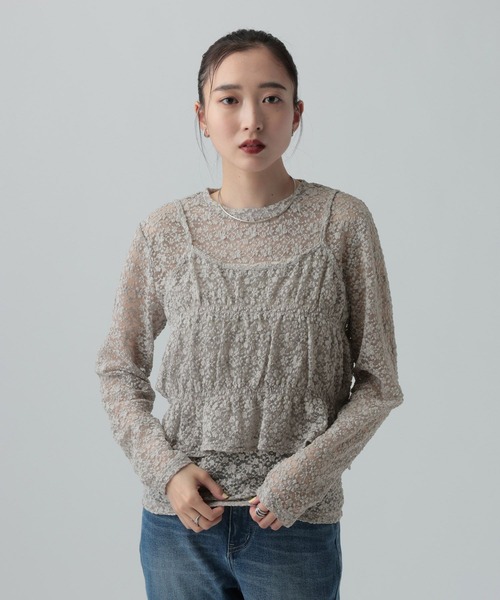 LEPSIM ☆レースキャミブラウス☆ LEPSIM（レプシィム） tシャツ レースキャミ長袖プルオーバー「2点