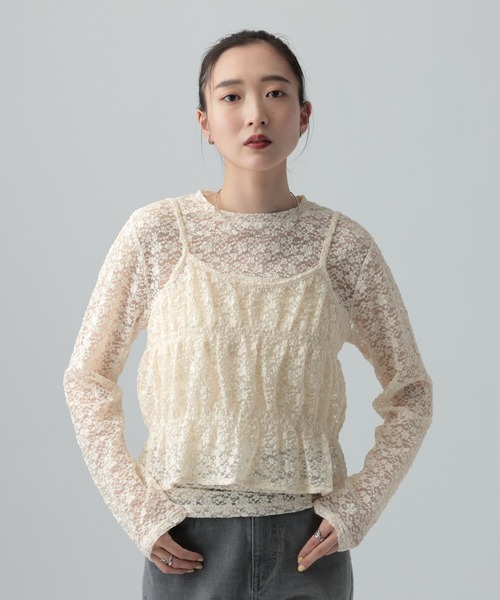 LEPSIM（レプシィム） tシャツ レースキャミ長袖プルオーバー「2点