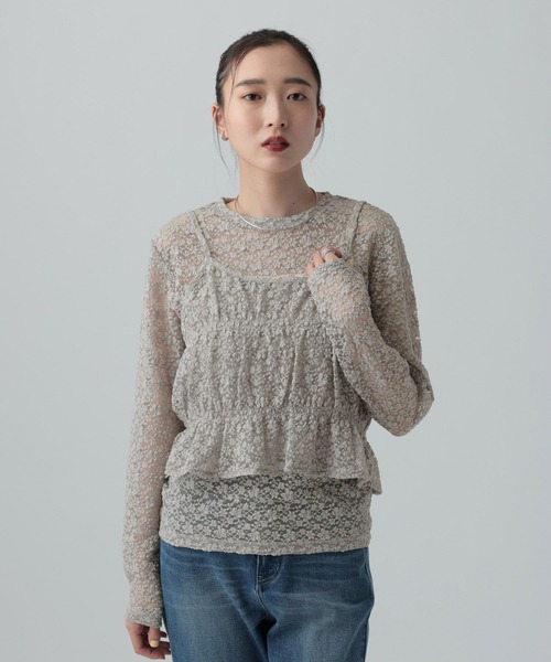 LEPSIM（レプシィム） tシャツ レースキャミ長袖プルオーバー「2点