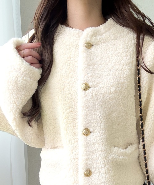「mily bilet」 ノーカラージャケット SMALL アイボリー レディース_画像7